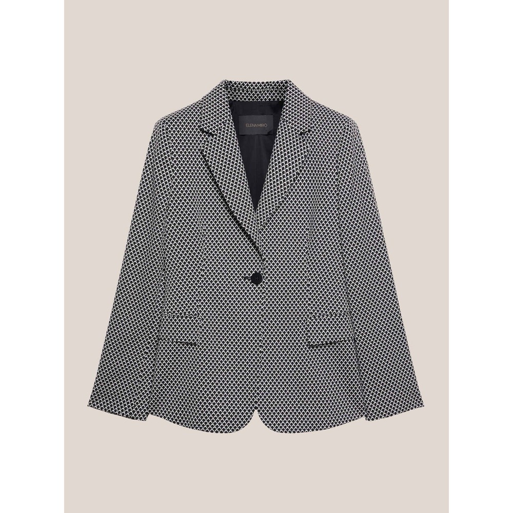 Elena Miro Black & White Geometric blazer. Single Breasted. Womens. Sz 10 - Picture 16 of 16